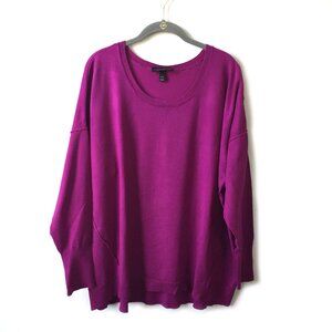 Lane Bryant Exposed Seam Crew neck l/s sweater in Raspberry